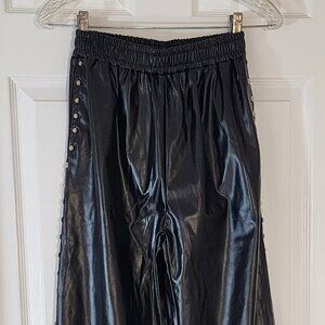 Uptown Punk Faux Leather Pants, Black with Brass Studs, Size S, Rocker Chic